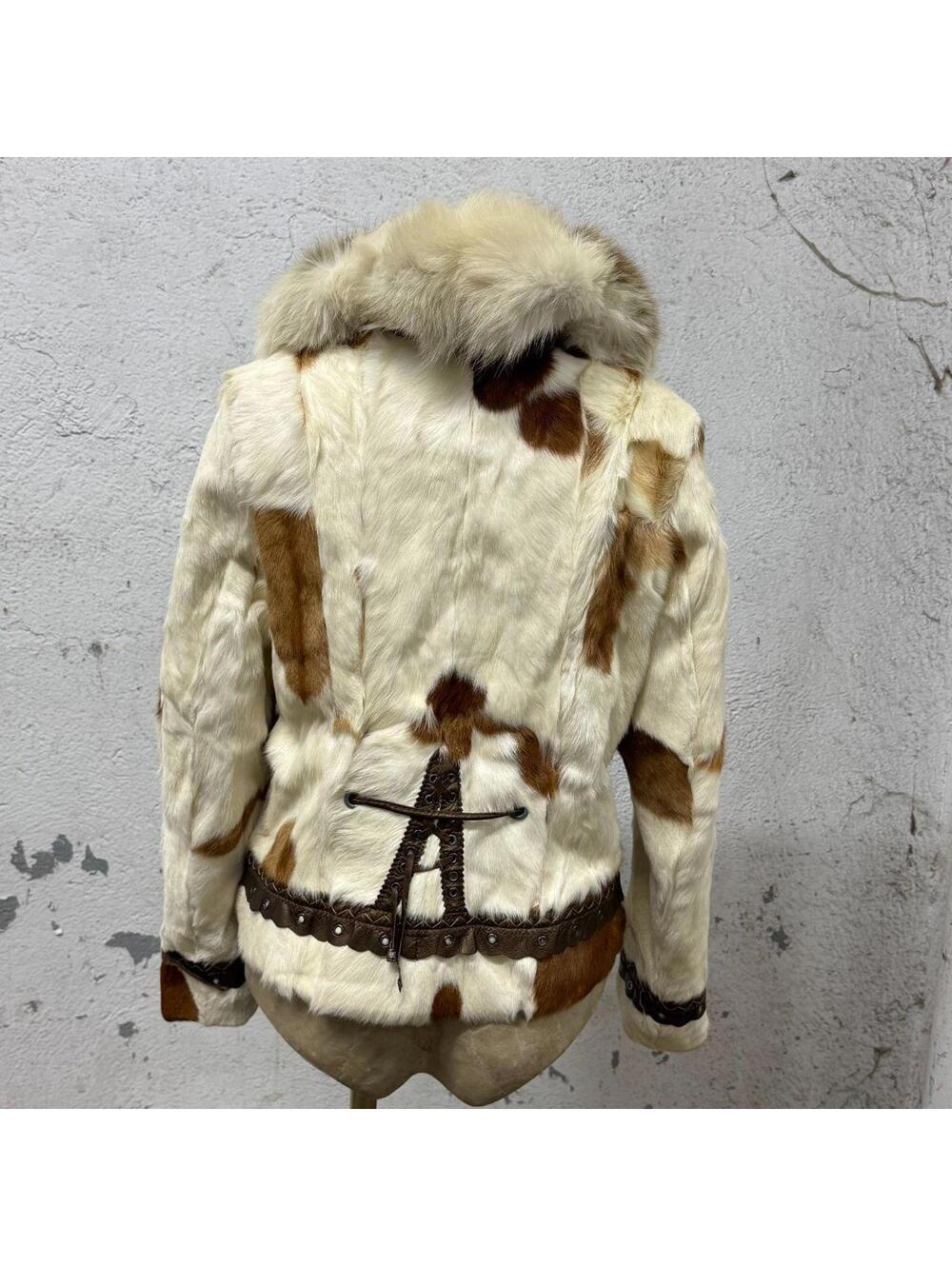 Vintage Y2K Cow-Print Rabbit & Fox Fur Jacket - Picture 6 of 8